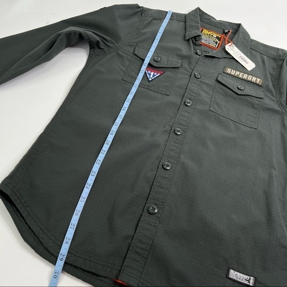 New Superdry Army Green Military Storm Desert Division Button Down Shirt - Picture 15 of 15
